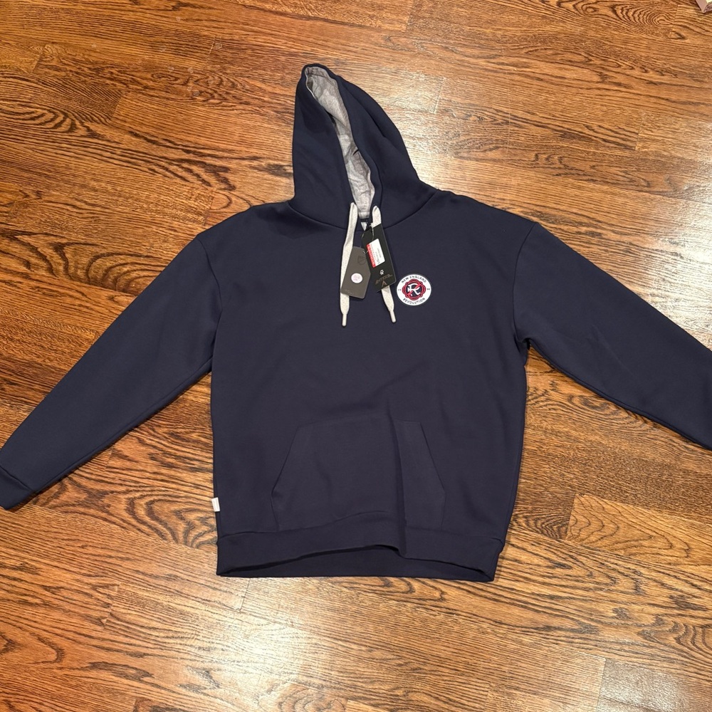 Antigua Navy Blue Hooded Sweatshirt with Gray Lining